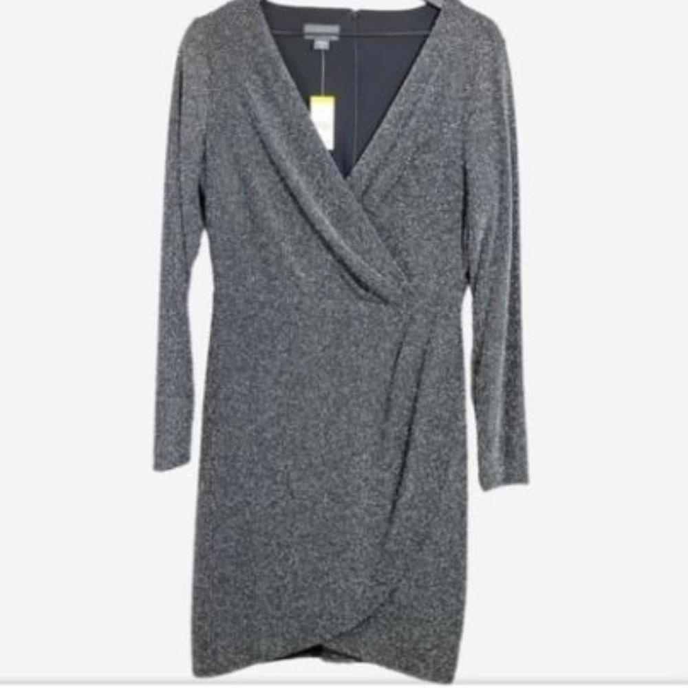 Covington Silver Metallic Glittery Wrap Dress (NWT)